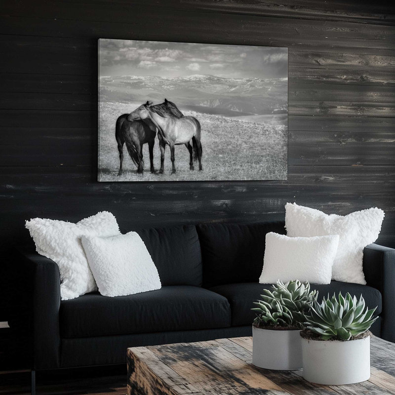 Équitation, reproduction sur toile, H 12 po x l 18 po x P 1,25 po, Toile tendue