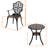Aleah 3-Piece Outdoor Bistro Set, Round 24 Inch Cast Aluminum Bistro Table with 2.17" Umbrella Hole and Chairs for Patio, Black