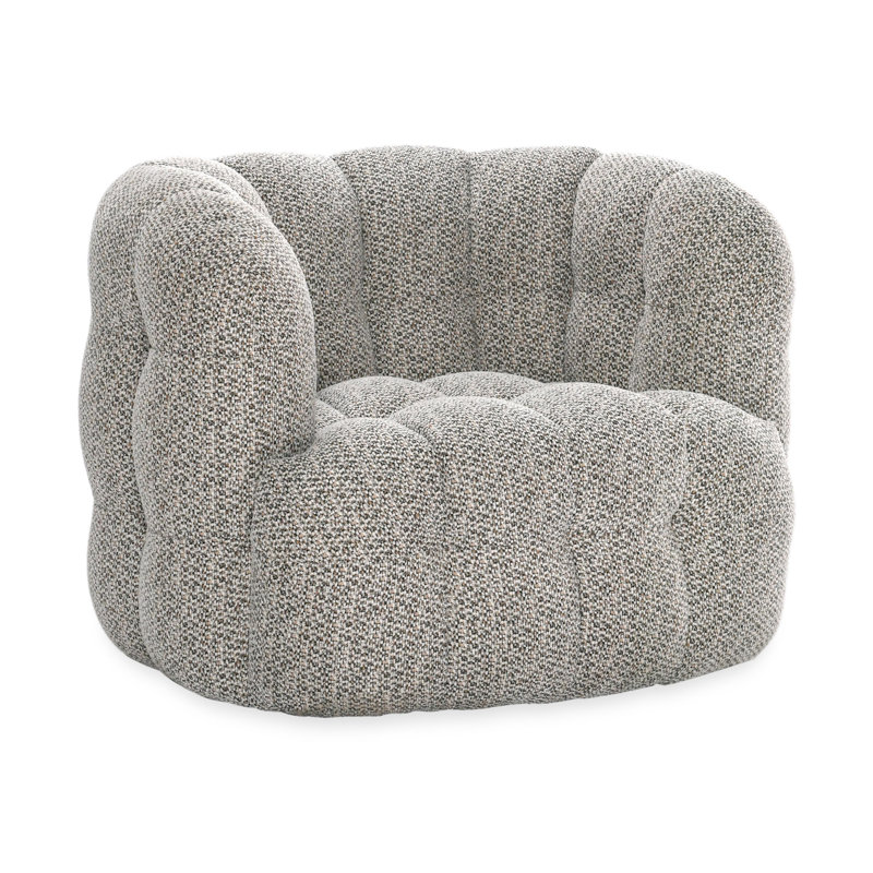 Walter Swivel Barrel Chair, Heathered Gray Polyester Blend