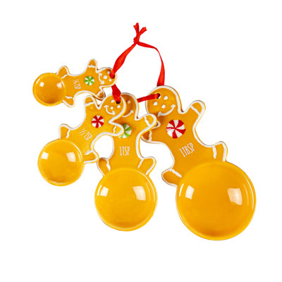 Ceramic Measuring Spoon Set, Gingerbread Man
