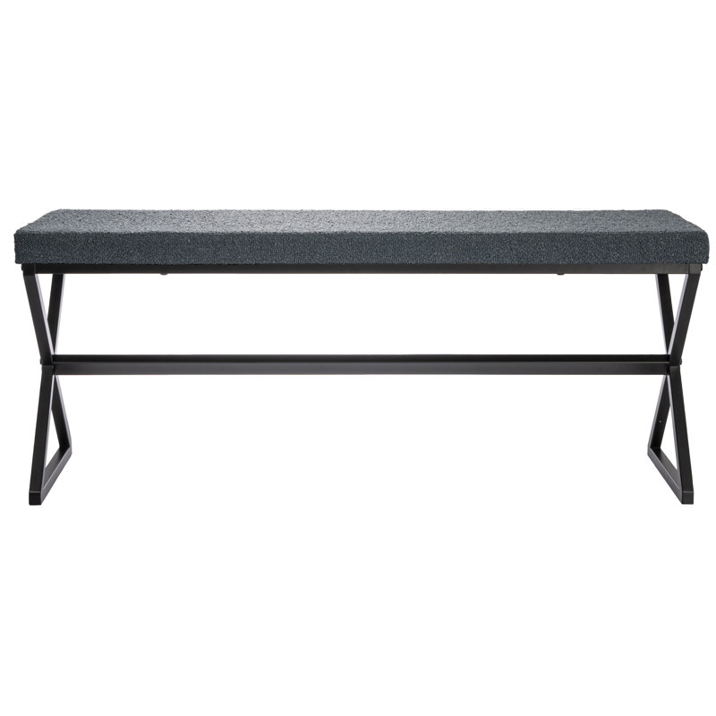 Avae Boucle Upholstered Bench, Blue/Gray
