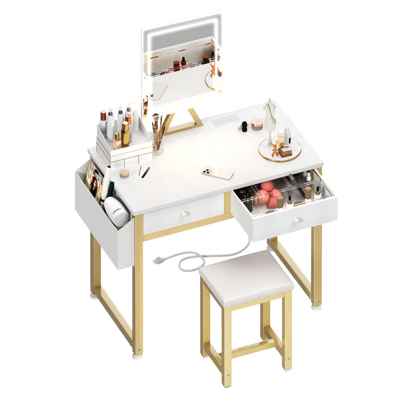 Petit bureau de coiffeuse avec miroir et lumière