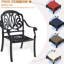 Chaise de patio en fonte d'aluminium 4 pièces, noire, traitement de décoloration, collection de coussins haute température, avec