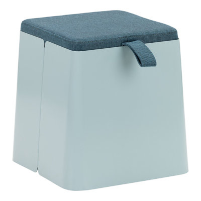 Learniture Cushioned Mobile Storage Stool with Casters, Steel Frame & Hidden Storage Compartment