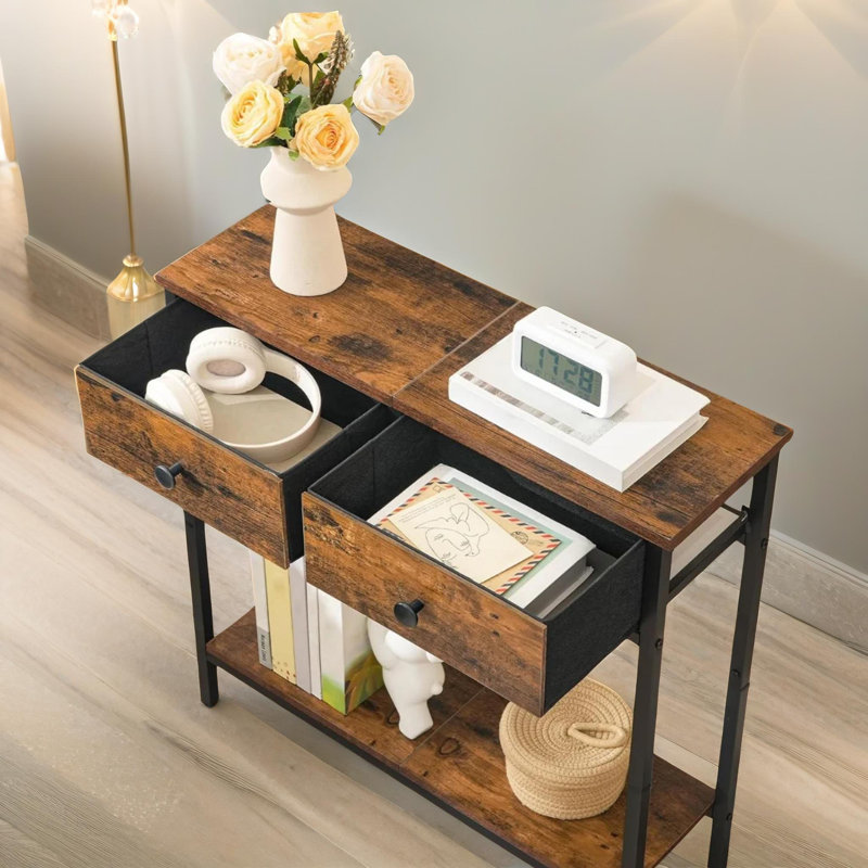 Aniaya 75cm Industrial 2 Tier Console Table With 2 Drawers