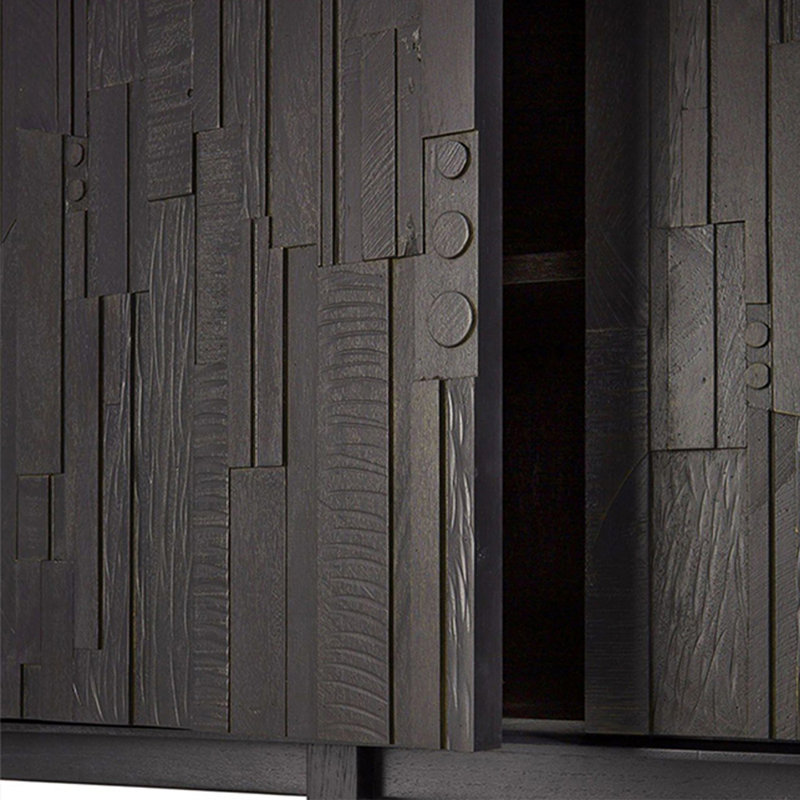 Armoire de vestibule en chêne massif de style Wabi-Sabi