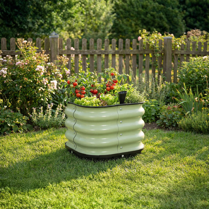  Galvanized Self-Watering Planter Box, Green