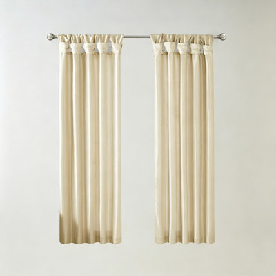 Champagne Twist Tab Lined Window Curtain Panel