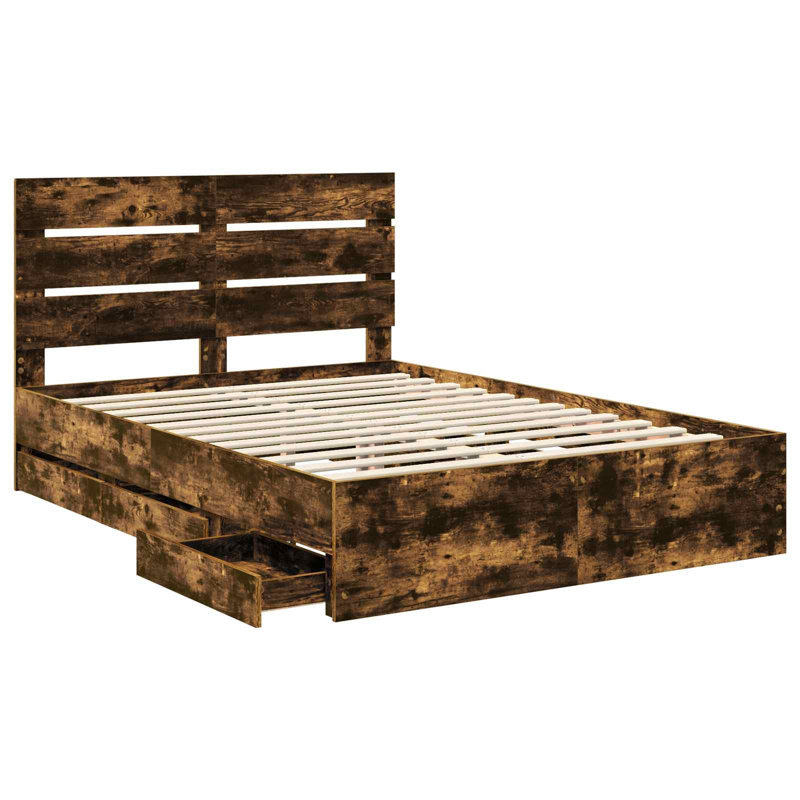 Bed, Smoked Oak, European Kingsize (160 x 200 cm)