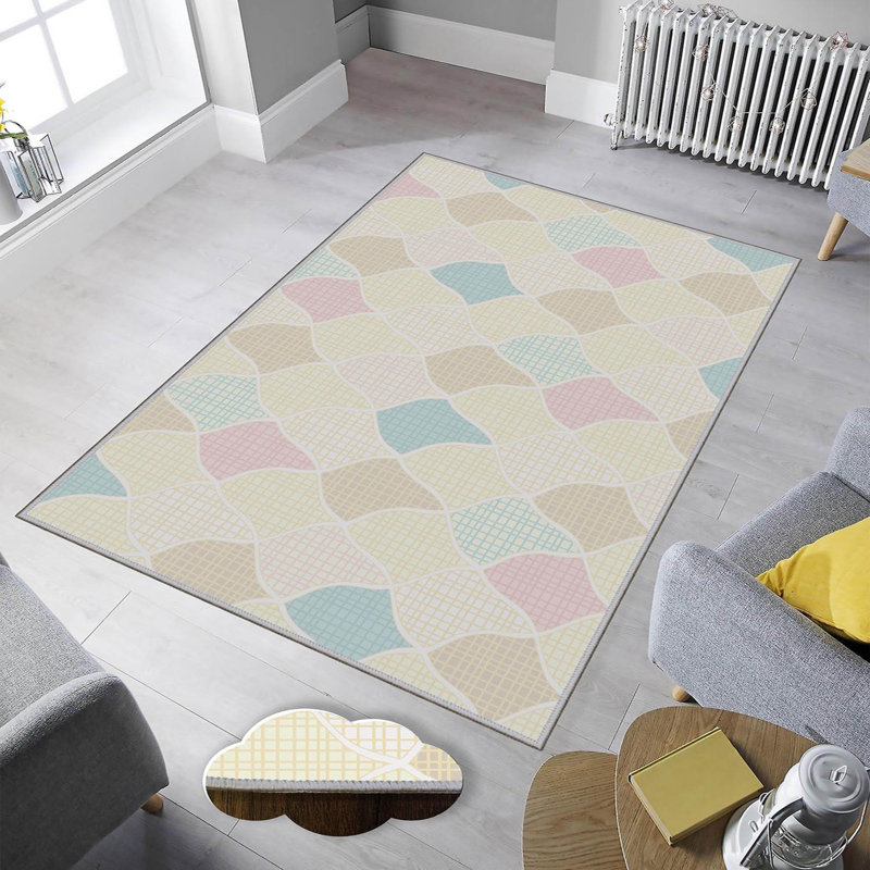 Premium 3D Printed Carpet, 4.6 x 7.2 Feet, 1% Polyester, .3 Inches Pile Height | Antibacterial, Non-Slip Underside, Machine Washable | Perfect for Living Room, Bedroom, and Kids' Play Areas, Durable & Stylish