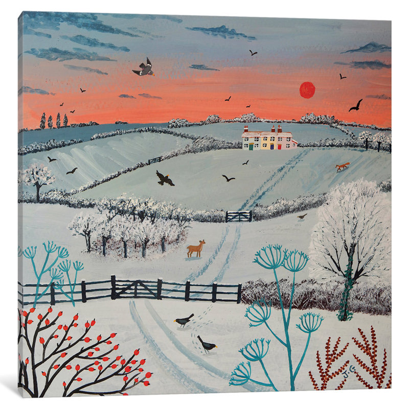 « crépuscule over winter hills », reproduction sur toile, H 18 po x l 18 po x P 1,5 po