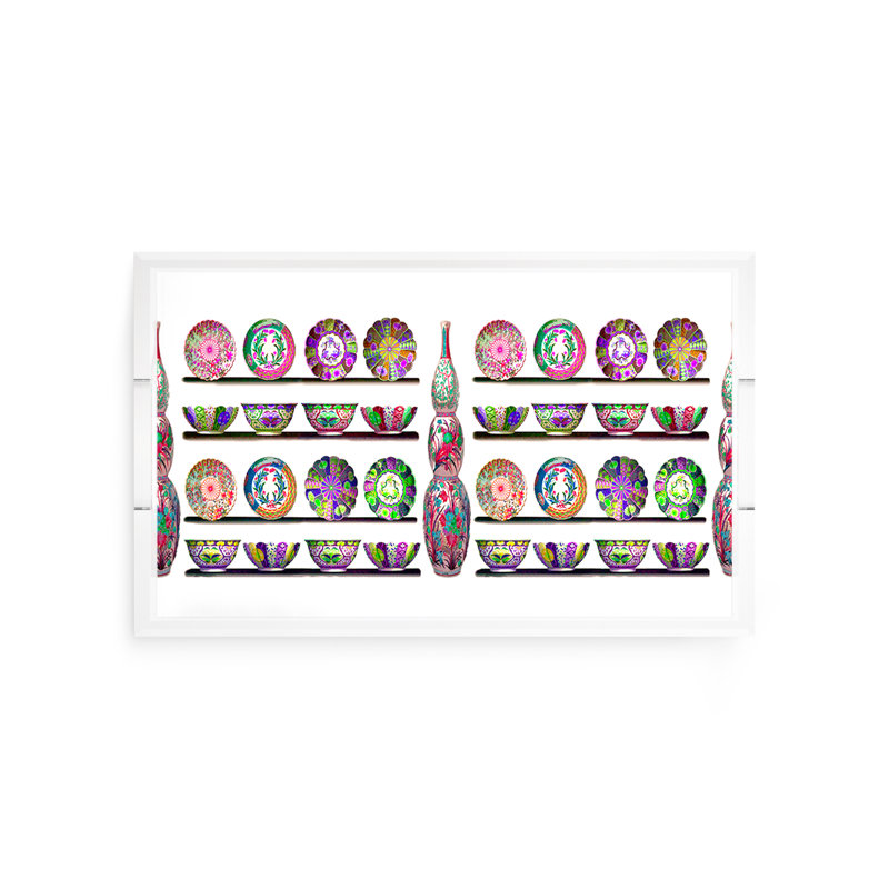 Ceramic Menagerie Acrylic Rectangle Decorative Tray, 12.5"W x 7.75"D x 2"H