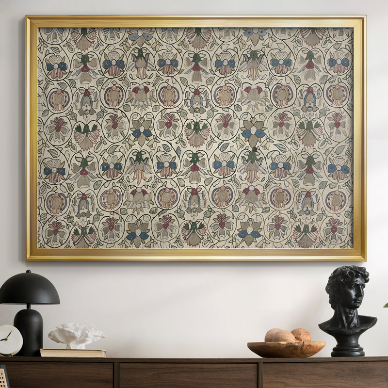 Motif floral répétitif - William Morris - Toile tendue avec châssis, c. Fin du 19e siècle, 26,5 x 36,5, Toile avec cadre