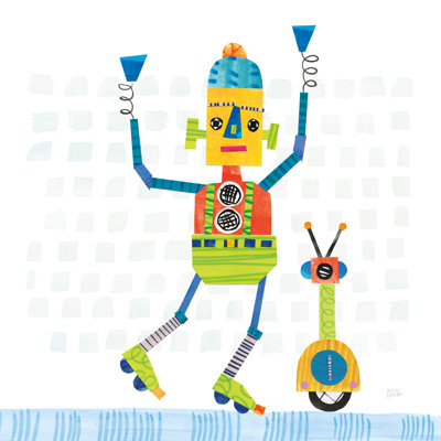 Robot Party I On Square Toys by Melissa Averinos - Wrapped Canvas Art Prints