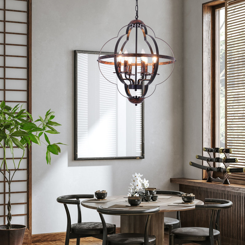 6-light Dimmable Geometric Chandelier