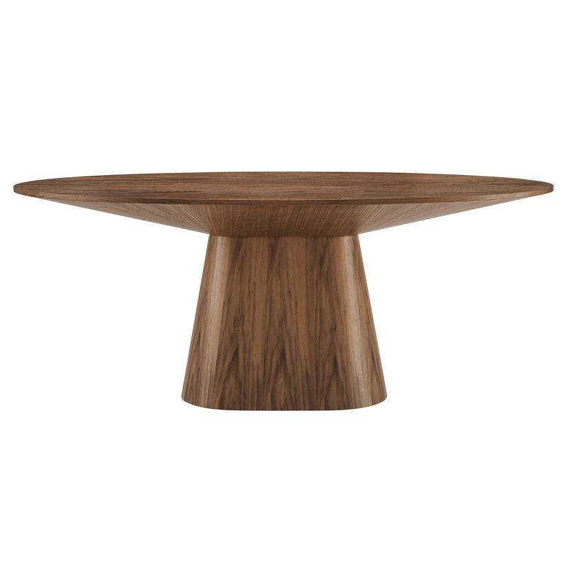 Simplistic Modern 75" Walnut Wood Oval Dining Table