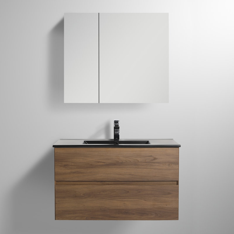 Annedoris 36" Floating Bathroom Vanity with Sink – Wall-Mounted Wood Cabinet with Acrylic Top, Soft-Close Drawers & Modern Single Vanity Design