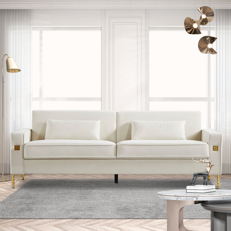 Canapé Darvone 85,44 po, Velours blanc