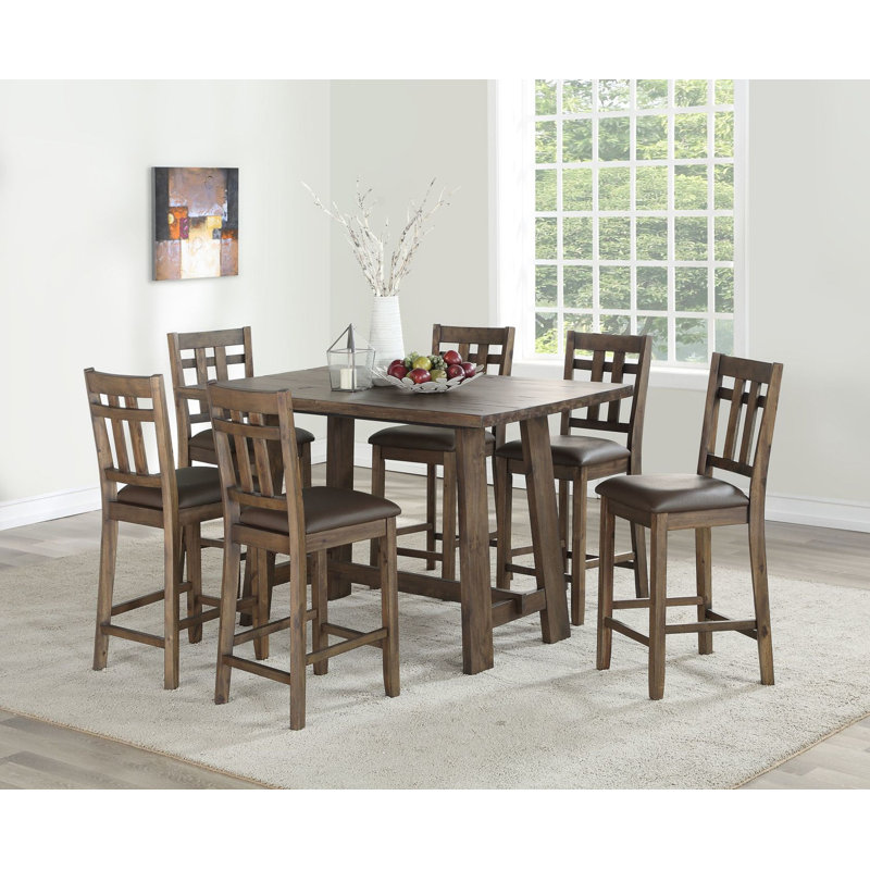 Shyann Brown Mango Wood Swivel Counter Stool Set