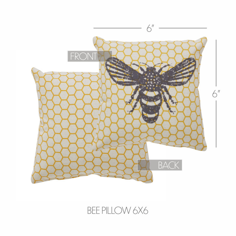 Buzzy Bees Geometric Cotton Reversible Throw Pillow
