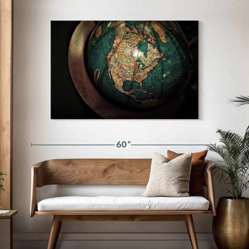 Carte rétro du globe Aliaz, H 32 po x l 48 po