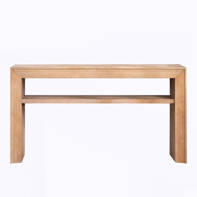 Rustic Solid Wood Console Table with Storage Shelf
