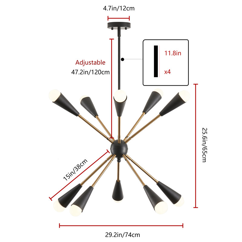 Lustre sphérique spoutnik à 10 lumières Kaythan