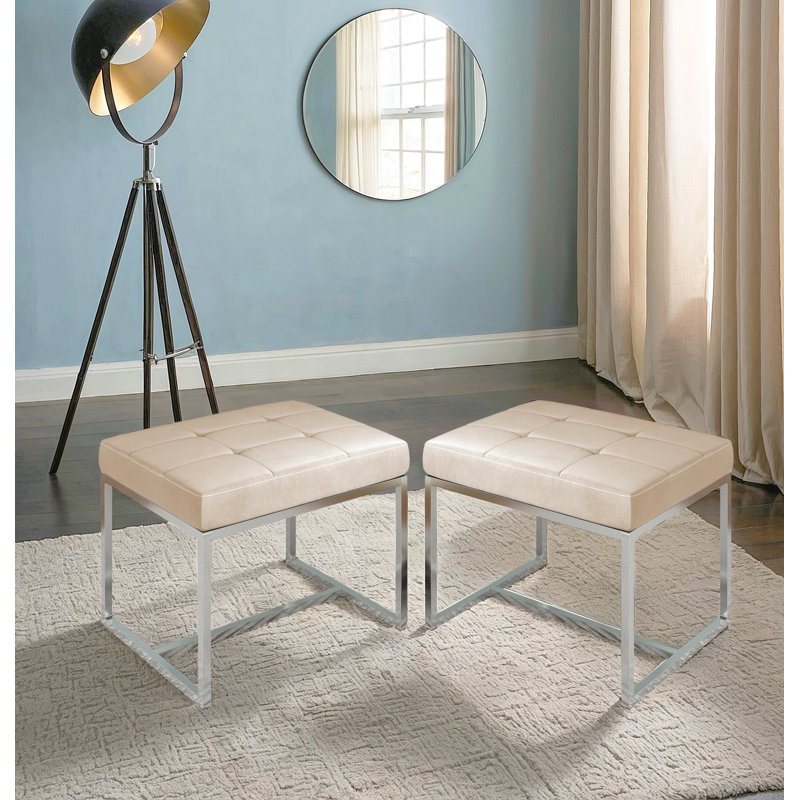 Finley Velvet Stool With Metal Base (pair), Brown
