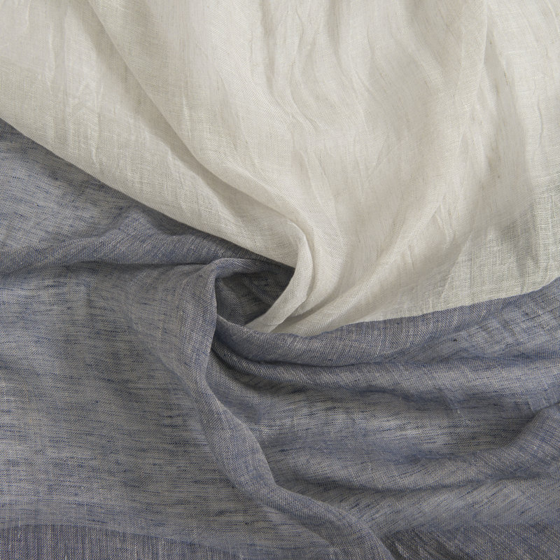 Burtie Linen Room Darkening Single Curtain Panel, White/Blue