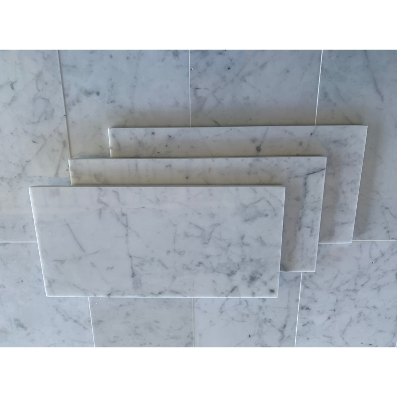 Carreau de marbre blanc de Carrare poli 6 po x 12 po