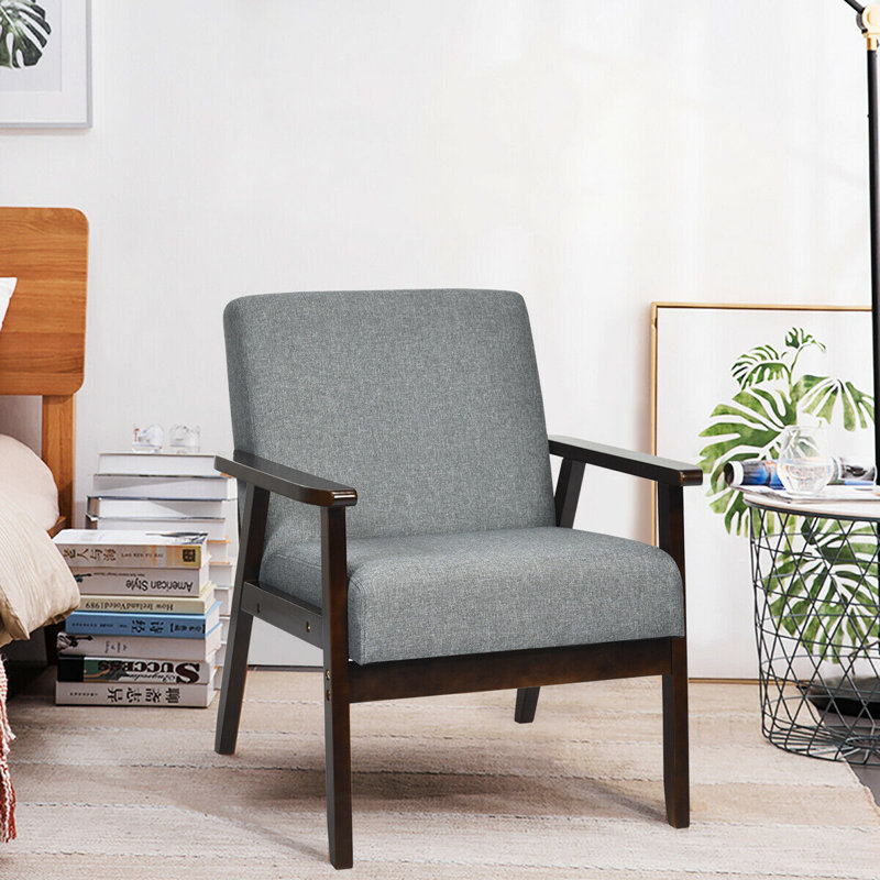 Fauteuil en lin l 23 po Janyce, Lin gris foncé