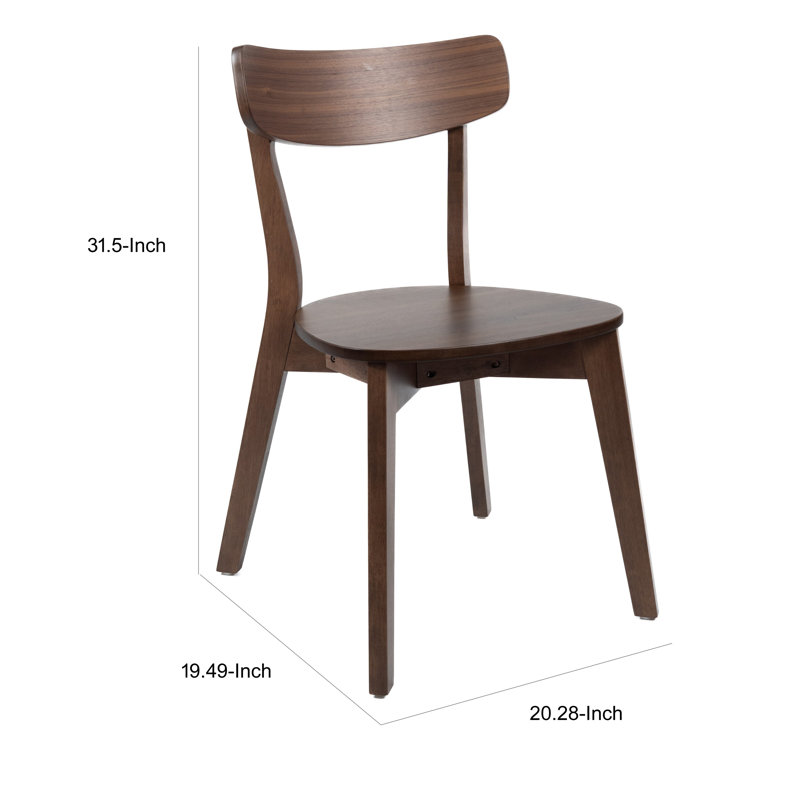 Chaises d'appoint de salle à manger Aby, siège rond en bois, dossier ouvert, brun noyer