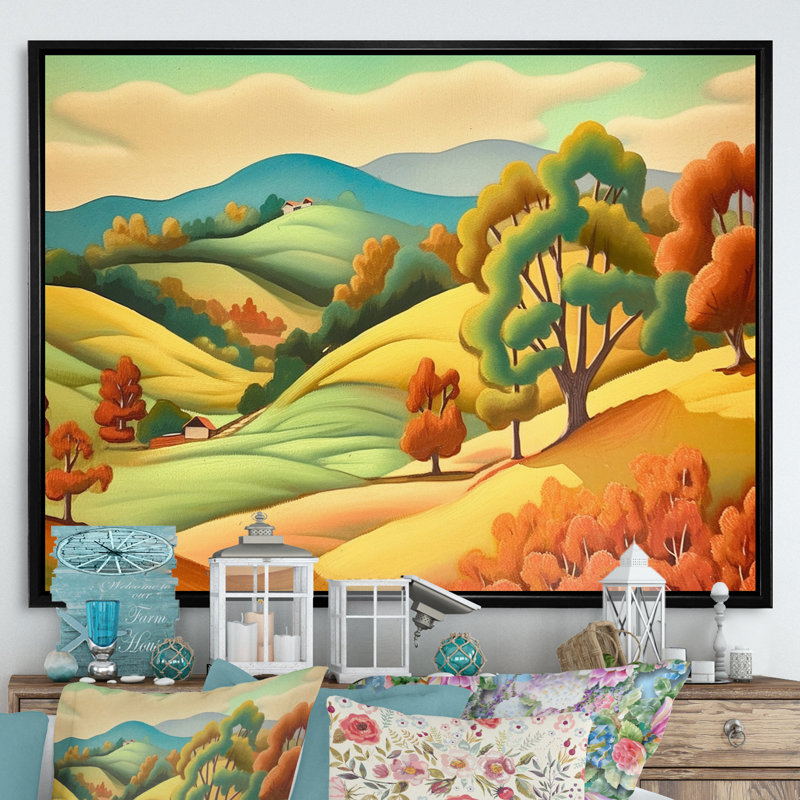 «Autumn Beauty Mountain Serenity», reproduction d'art sur toile, H 24 po x l 32 po, Cadre flottant noir