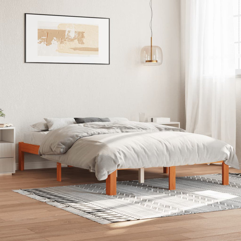 Nouri Solid Wood Bed, European Double (140 x 200 cm)