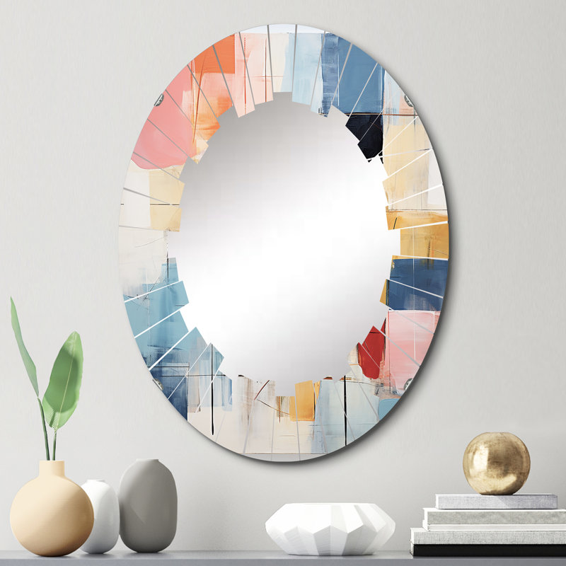 Menkent - Miroir mural Mid-Century ovale, 30 po x 20 po