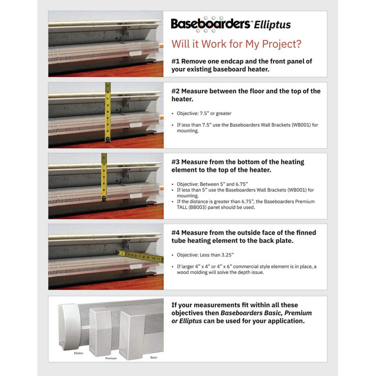 Baseboarders Premium Steel Easy Slip-On Baseboard Heater Cover Endcap Zero  Clearance - White