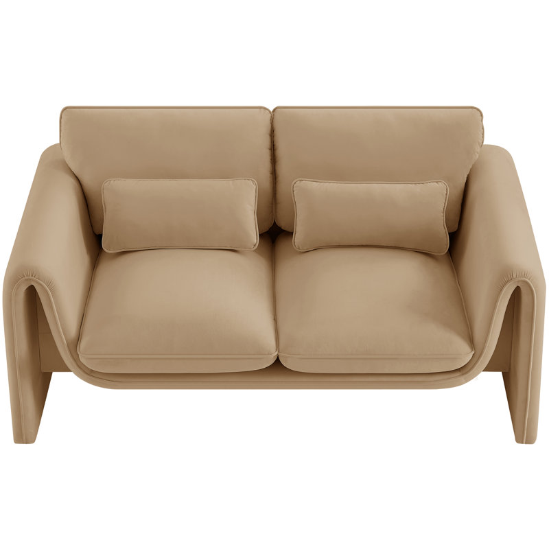 Kirstee 64" Velvet Loveseat, Camel Velvet