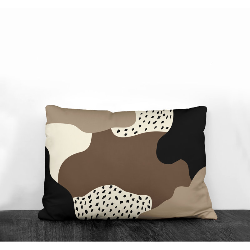 Coussin décoratif intérieur / extérieur en polyester filé Willow, Beige / blanc cassé / noir