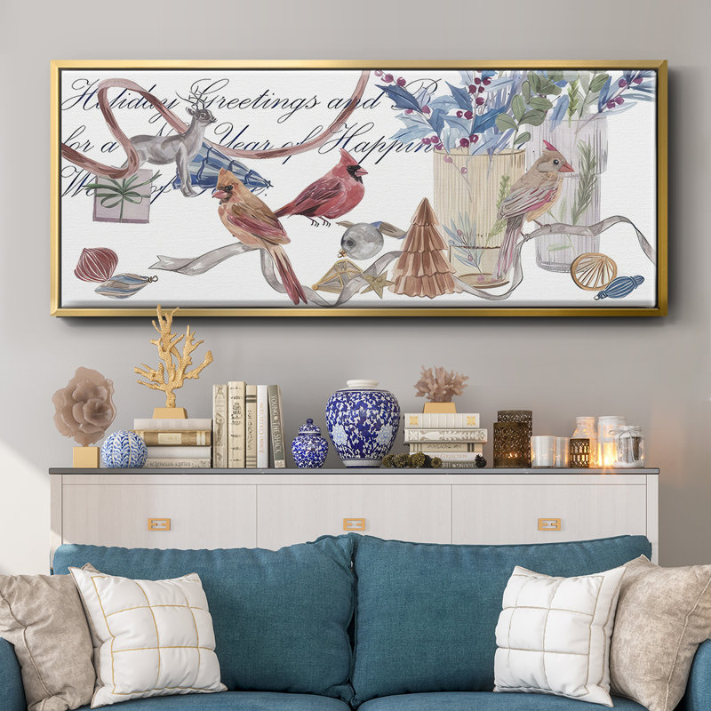 Oiseaux de neige II - toile encadrée, H 20 po x l 50 po
