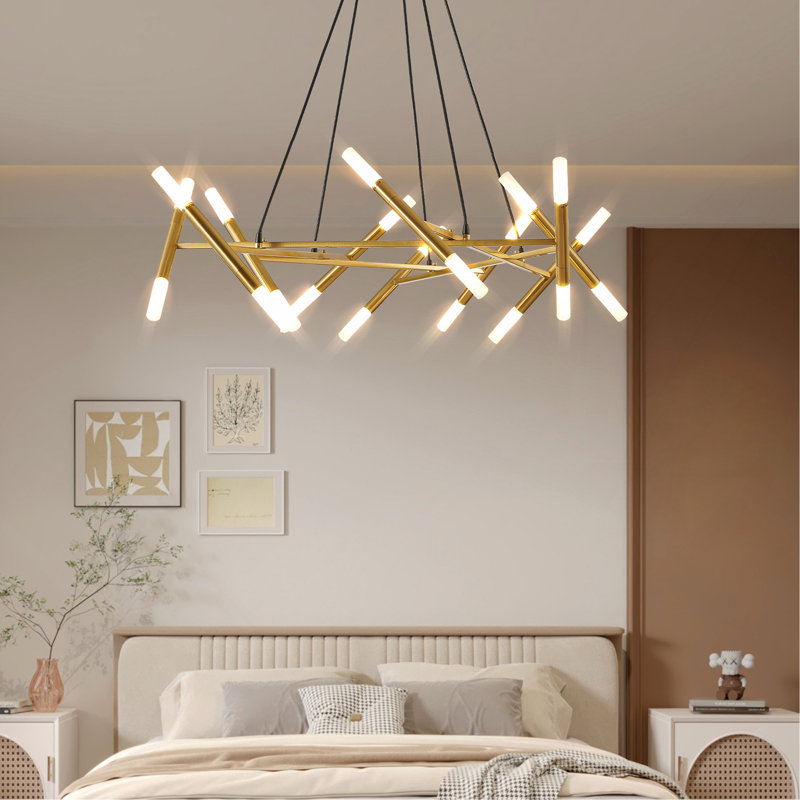 Luminaire lustre 41 po, Doré