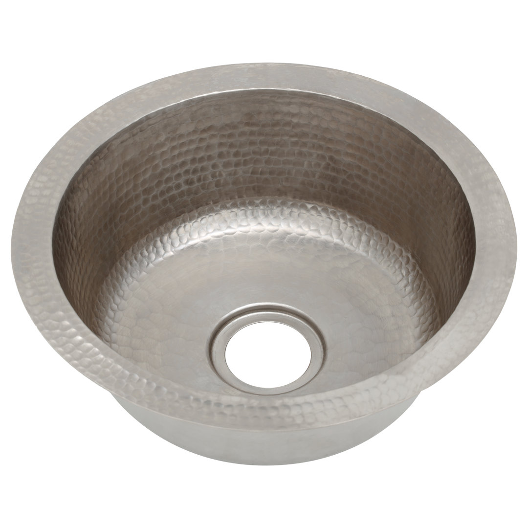 12" Round Hammered Copper Bar Sink w/ 2" Drain Opening in Nickel Premier Copper Products