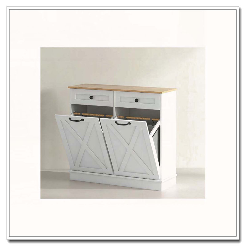 Tilt-Out Laundry Hamper Cabinet with Removable Baskets