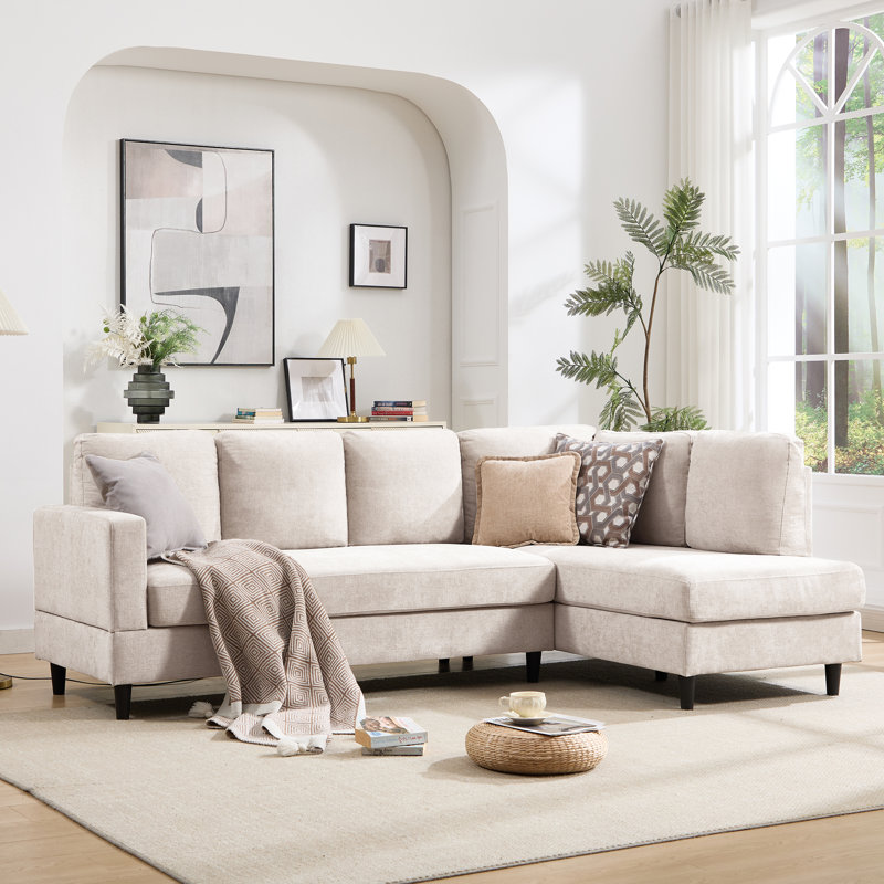 Canapé modulaire en L 95 po, Chenille beige