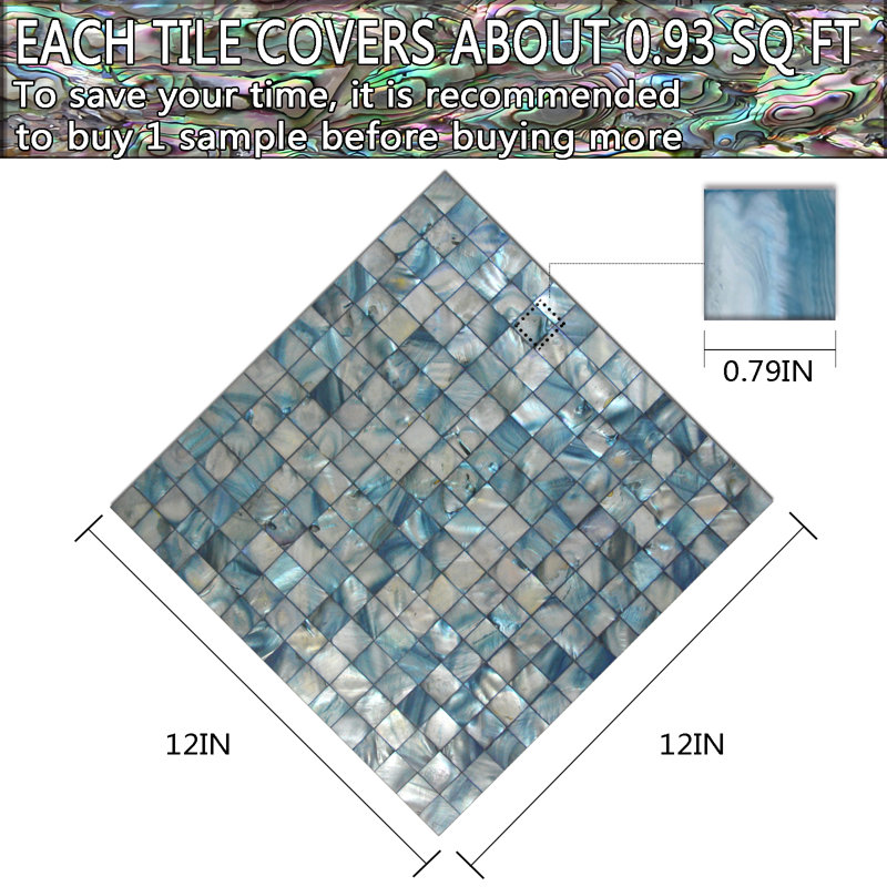 Mother of Pearl Seashell Mosaic Wall Tile,blue