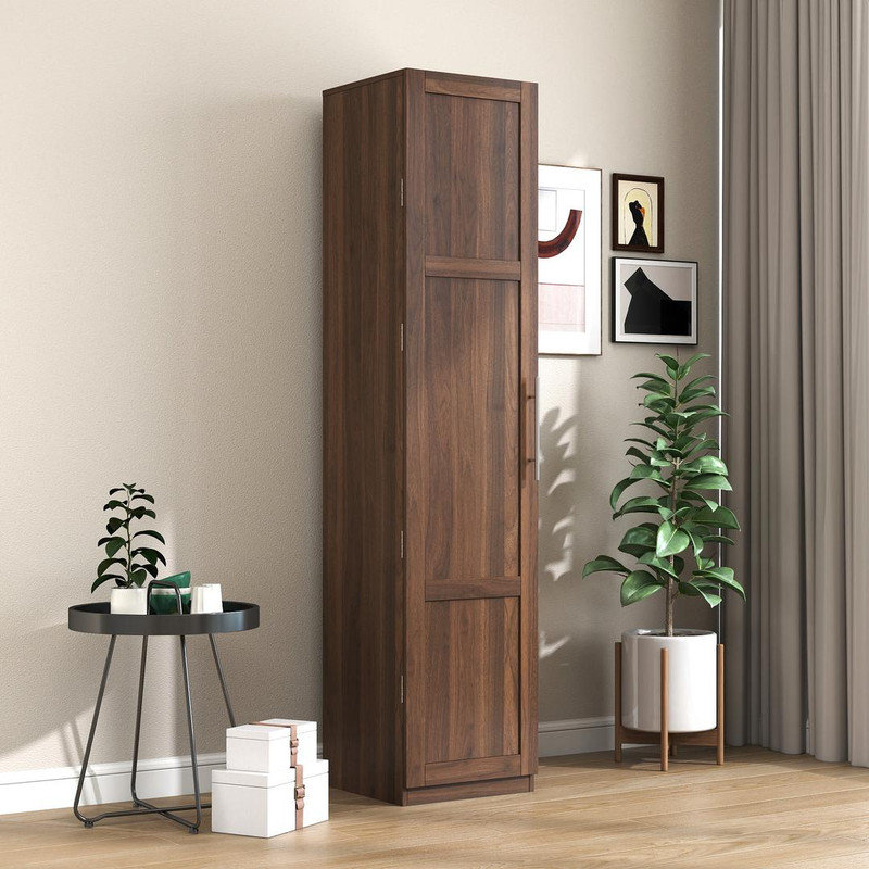 Armoire de cuisine autoportante en noyer avec portes et tablettes réglables, rangement pour la salle à manger