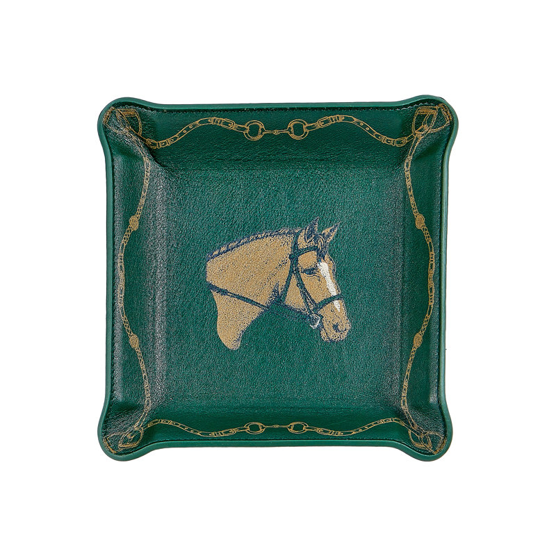 Equestrian Leather Catchall Tray, Green