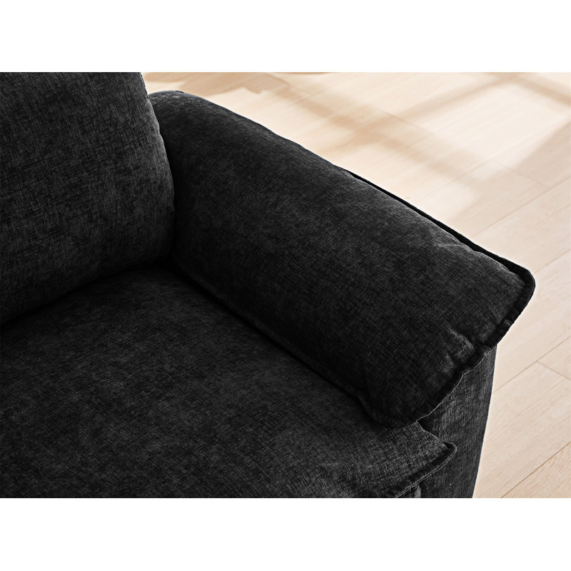 Chaise longue rembourrée avec repose-pieds et rangement, Noir