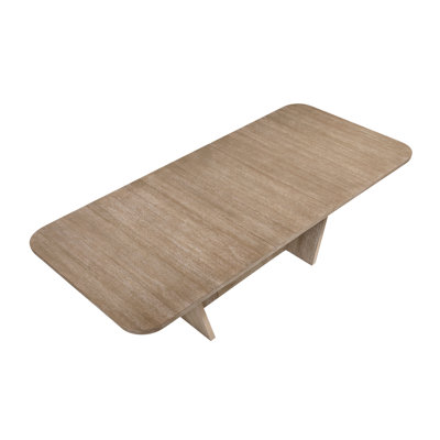 Natural Finish Extendable Wooden Dining Table - Seats 8, Rectangular Farmhouse Modern Transitional Style
