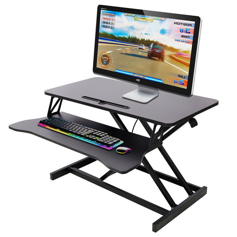 Bureau pour ordinateur portable à hauteur ajustable (sans tabourets), Noir