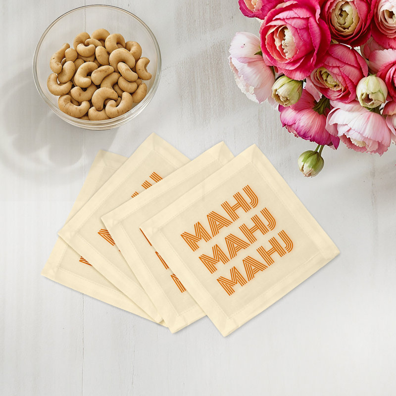Serviettes de table en satin de coton Mahj Mahj Mahj, Orange